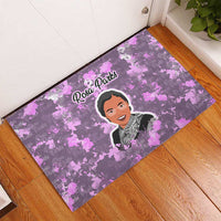 Rosa Parks Rubber Doormat Purple Floral Pattern Civil Rights Tribute Bold Name Repeated Text Design - Wonder Print Shop