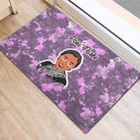 Rosa Parks Rubber Doormat Purple Floral Pattern Civil Rights Tribute Bold Name Repeated Text Design - Wonder Print Shop