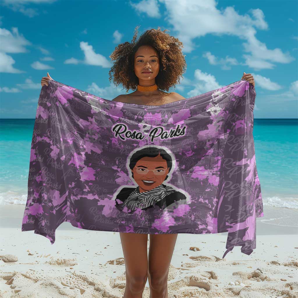 Rosa Parks Sarong Purple Floral Pattern Civil Rights Tribute Bold Name Repeated Text Design - Wonder Print Shop