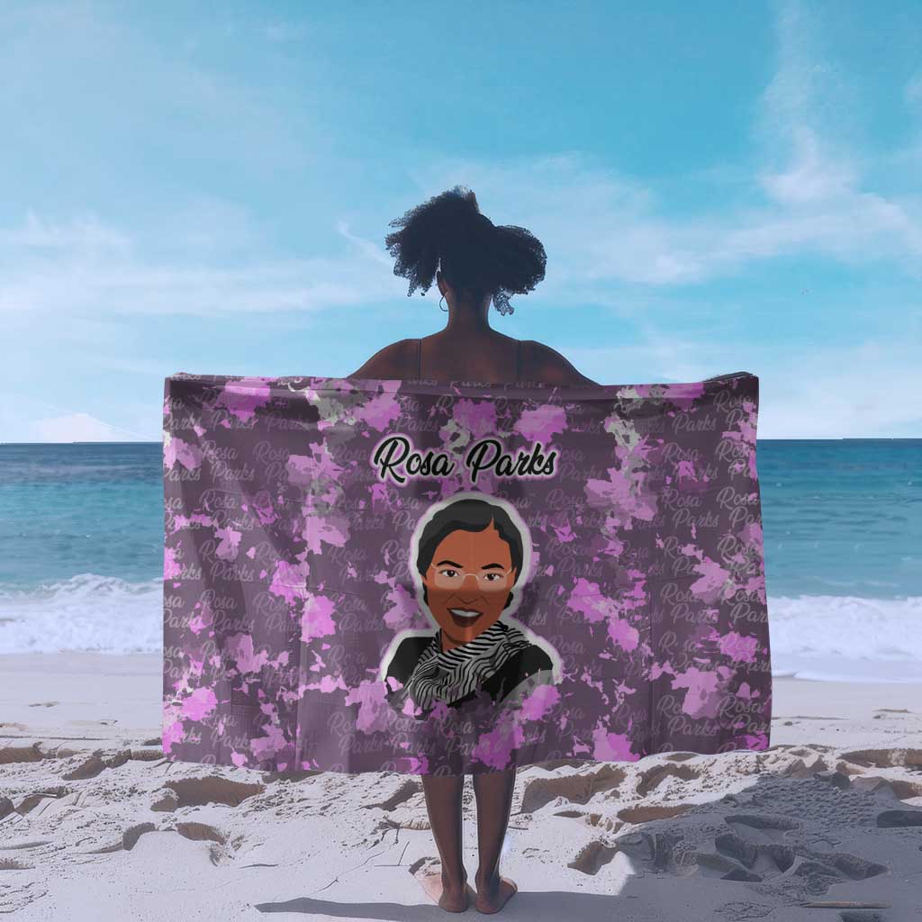Rosa Parks Sarong Purple Floral Pattern Civil Rights Tribute Bold Name Repeated Text Design - Wonder Print Shop
