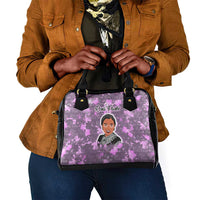 Rosa Parks Shoulder Handbag Purple Floral Pattern Civil Rights Tribute Bold Name Repeated Text Design - Wonder Print Shop