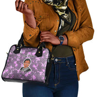 Rosa Parks Shoulder Handbag Purple Floral Pattern Civil Rights Tribute Bold Name Repeated Text Design - Wonder Print Shop