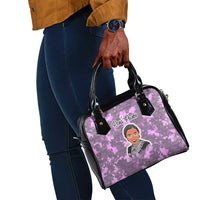 Rosa Parks Shoulder Handbag Purple Floral Pattern Civil Rights Tribute Bold Name Repeated Text Design - Wonder Print Shop