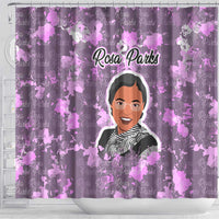 Rosa Parks Shower Curtain Purple Floral Pattern Civil Rights Tribute Bold Name Repeated Text Design - Wonder Print Shop