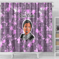 Rosa Parks Shower Curtain Purple Floral Pattern Civil Rights Tribute Bold Name Repeated Text Design - Wonder Print Shop
