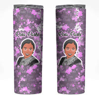 Rosa Parks Skinny Tumbler Purple Floral Pattern Civil Rights Tribute Bold Name Repeated Text Design - Wonder Print Shop