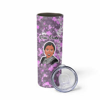 Rosa Parks Skinny Tumbler Purple Floral Pattern Civil Rights Tribute Bold Name Repeated Text Design - Wonder Print Shop