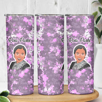 Rosa Parks Skinny Tumbler Purple Floral Pattern Civil Rights Tribute Bold Name Repeated Text Design - Wonder Print Shop