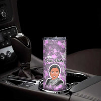 Rosa Parks Skinny Tumbler Purple Floral Pattern Civil Rights Tribute Bold Name Repeated Text Design - Wonder Print Shop
