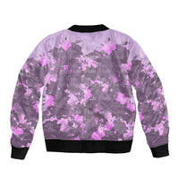 Rosa Parks Sleeve Zip Bomber Jacket Purple Floral Pattern Civil Rights Tribute Bold Name Repeated Text Design - Wonder Print Shop