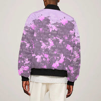 Rosa Parks Sleeve Zip Bomber Jacket Purple Floral Pattern Civil Rights Tribute Bold Name Repeated Text Design - Wonder Print Shop