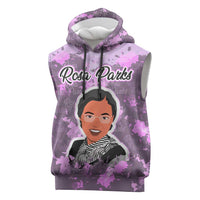Rosa Parks Sleeveless Hoodie Purple Floral Pattern Civil Rights Tribute Bold Name Repeated Text Design - Wonder Print Shop
