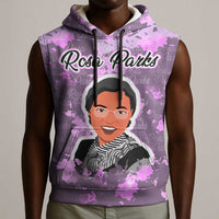 Rosa Parks Sleeveless Hoodie Purple Floral Pattern Civil Rights Tribute Bold Name Repeated Text Design - Wonder Print Shop