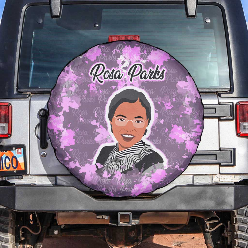 Rosa Parks Spare Tire Cover Purple Floral Pattern Civil Rights Tribute Bold Name Repeated Text Design - Wonder Print Shop