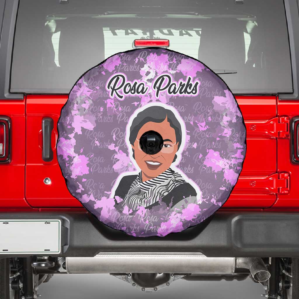 Rosa Parks Spare Tire Cover Purple Floral Pattern Civil Rights Tribute Bold Name Repeated Text Design - Wonder Print Shop