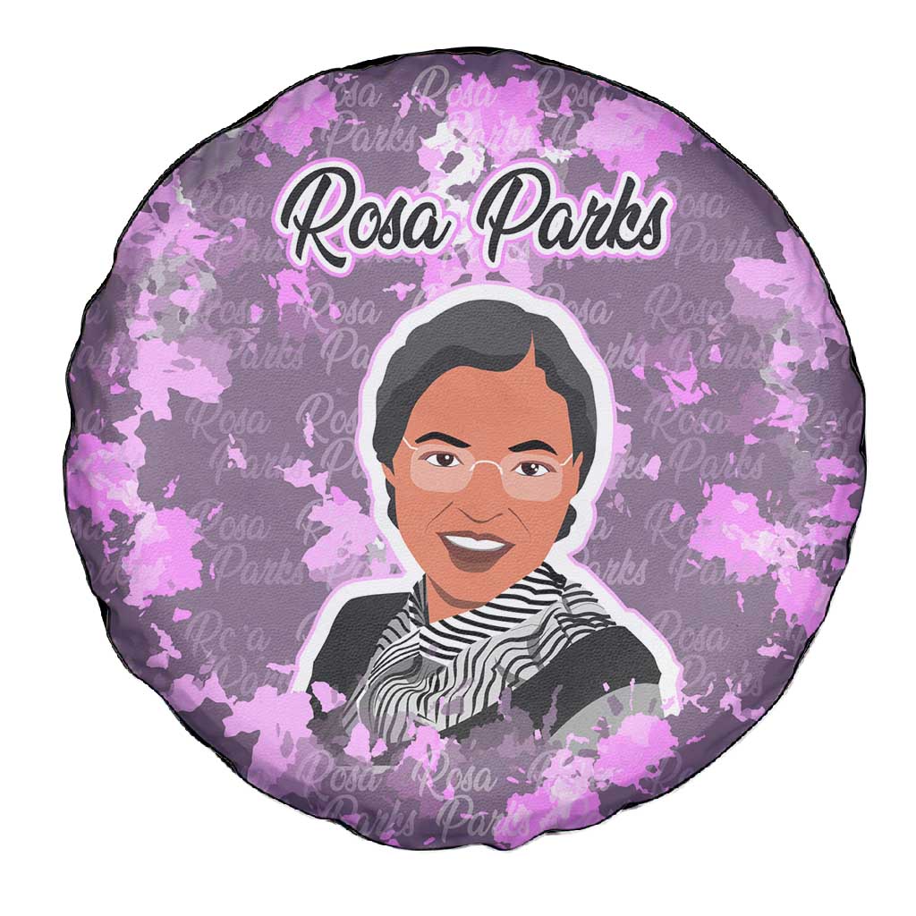 Rosa Parks Spare Tire Cover Purple Floral Pattern Civil Rights Tribute Bold Name Repeated Text Design - Wonder Print Shop