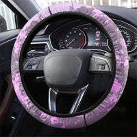 Rosa Parks Steering Wheel Cover Purple Floral Pattern Civil Rights Tribute Bold Name Repeated Text Design - Wonder Print Shop