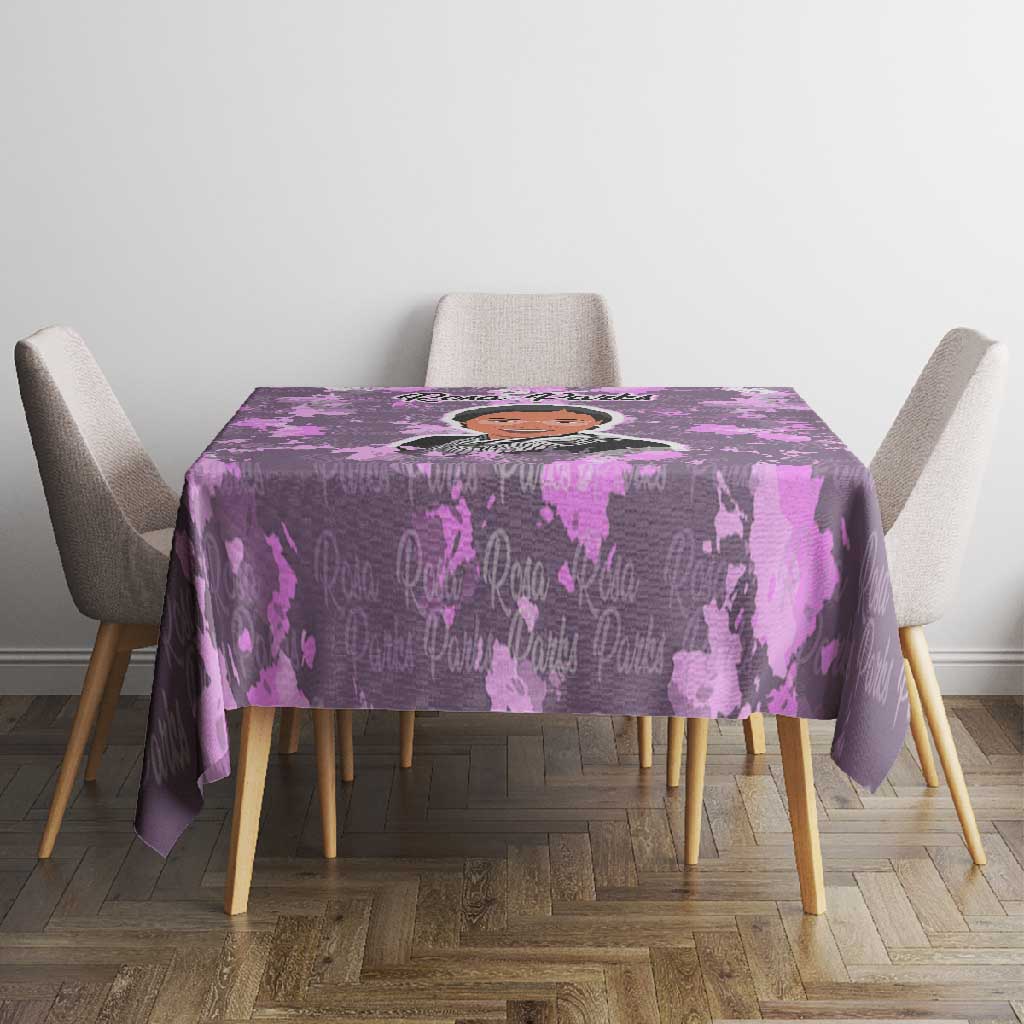 Rosa Parks Tablecloth Purple Floral Pattern Civil Rights Tribute Bold Name Repeated Text Design - Wonder Print Shop