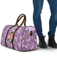 Rosa Parks Travel Bag Purple Floral Pattern Civil Rights Tribute Bold Name Repeated Text Design - Wonder Print Shop