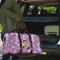 Rosa Parks Travel Bag Purple Floral Pattern Civil Rights Tribute Bold Name Repeated Text Design - Wonder Print Shop