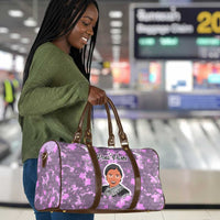 Rosa Parks Travel Bag Purple Floral Pattern Civil Rights Tribute Bold Name Repeated Text Design - Wonder Print Shop