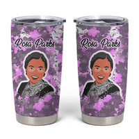 Rosa Parks Tumbler Cup Purple Floral Pattern Civil Rights Tribute Bold Name Repeated Text Design - Wonder Print Shop