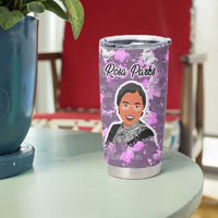 Rosa Parks Tumbler Cup Purple Floral Pattern Civil Rights Tribute Bold Name Repeated Text Design - Wonder Print Shop