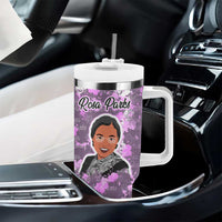 Rosa Parks Tumbler With Handle Purple Floral Pattern Civil Rights Tribute Bold Name Repeated Text Design - Wonder Print Shop