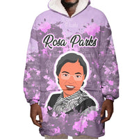 Rosa Parks Wearable Blanket Hoodie Purple Floral Pattern Civil Rights Tribute Bold Name Repeated Text Design - Wonder Print Shop