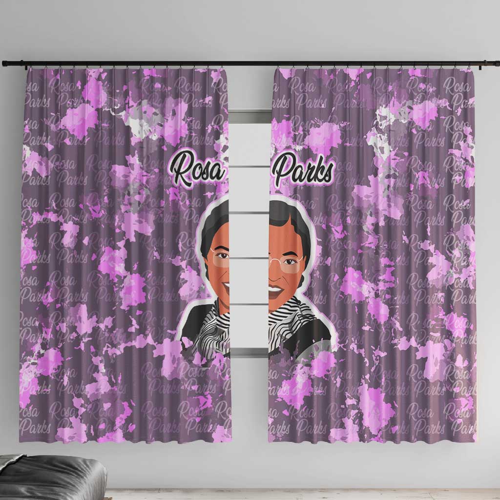 Rosa Parks Window Curtain Purple Floral Pattern Civil Rights Tribute Bold Name Repeated Text Design - Wonder Print Shop