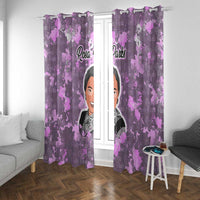 Rosa Parks Window Curtain Purple Floral Pattern Civil Rights Tribute Bold Name Repeated Text Design - Wonder Print Shop