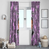 Rosa Parks Window Curtain Purple Floral Pattern Civil Rights Tribute Bold Name Repeated Text Design - Wonder Print Shop