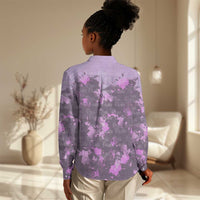 Rosa Parks Women Casual Shirt Purple Floral Pattern Civil Rights Tribute Bold Name Repeated Text Design - Wonder Print Shop