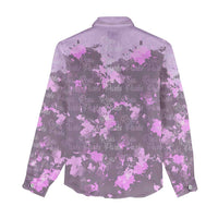 Rosa Parks Women Casual Shirt Purple Floral Pattern Civil Rights Tribute Bold Name Repeated Text Design - Wonder Print Shop
