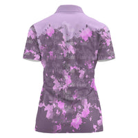 Rosa Parks Women Polo Shirt Purple Floral Pattern Civil Rights Tribute Bold Name Repeated Text Design TS04