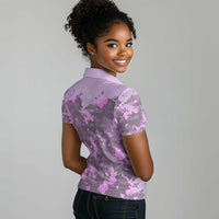 Rosa Parks Women Polo Shirt Purple Floral Pattern Civil Rights Tribute Bold Name Repeated Text Design TS04