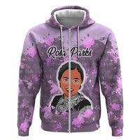 Rosa Parks Zip Hoodie Purple Floral Pattern Civil Rights Tribute Bold Name Repeated Text Design - Wonder Print Shop