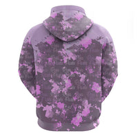 Rosa Parks Zip Hoodie Purple Floral Pattern Civil Rights Tribute Bold Name Repeated Text Design - Wonder Print Shop