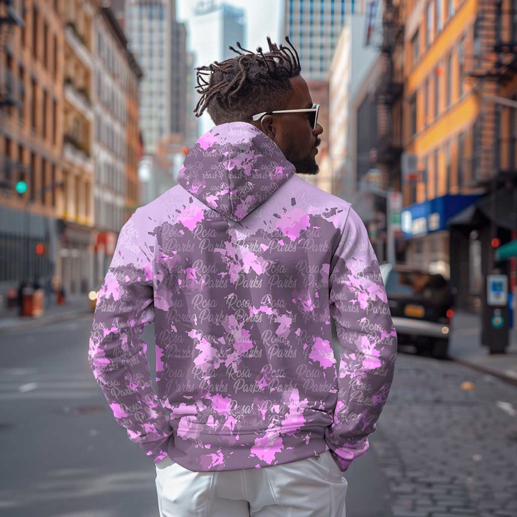 Rosa Parks Zip Hoodie Purple Floral Pattern Civil Rights Tribute Bold Name Repeated Text Design - Wonder Print Shop
