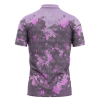 Rosa Parks Zipper Polo Shirt Purple Floral Pattern Civil Rights Tribute Bold Name Repeated Text Design - Wonder Print Shop