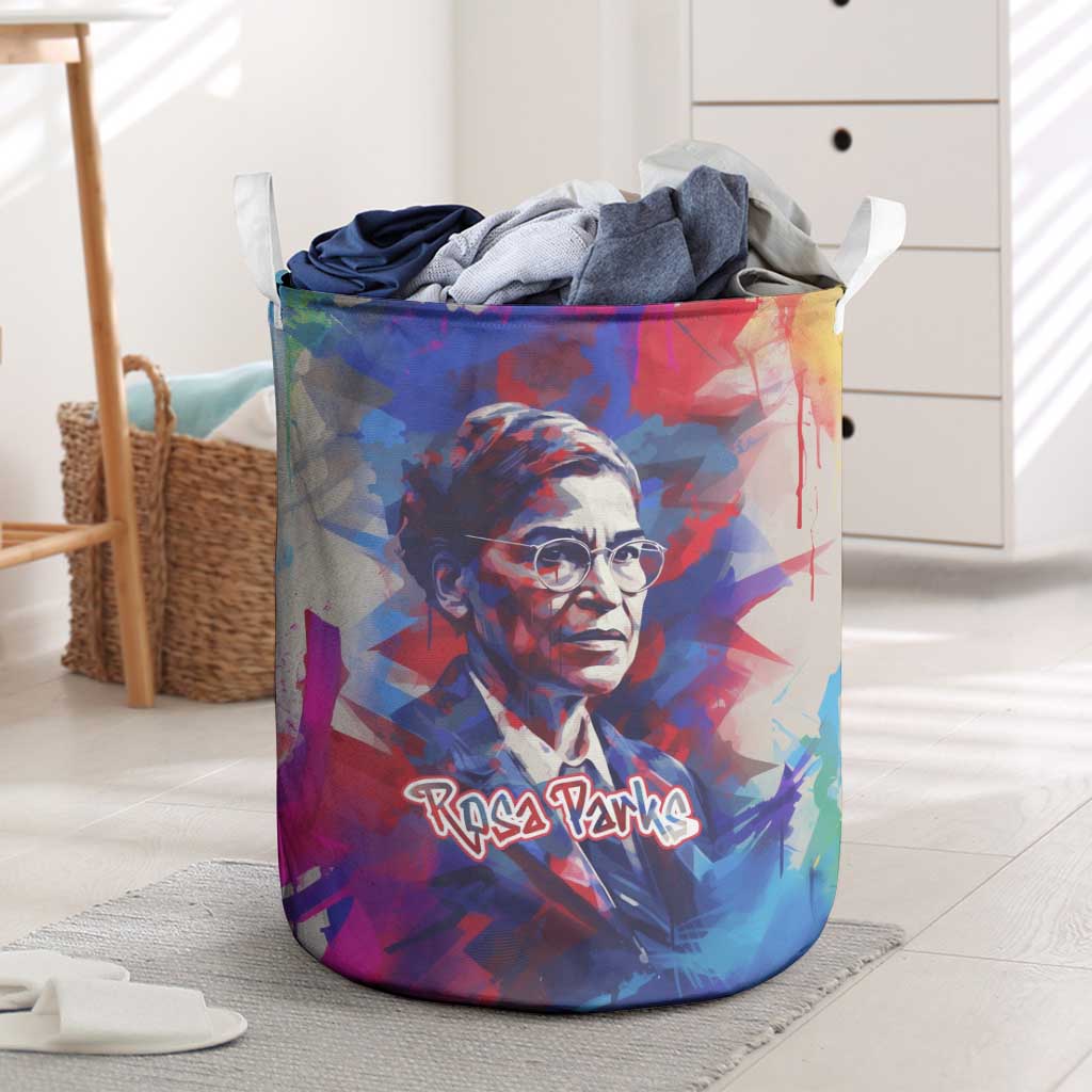 Rosa Parks Laundry Basket Red Blue Abstract Art Portrait Sitting Down to Stand Up Quote Civil Rights Tribute - Wonder Print Shop