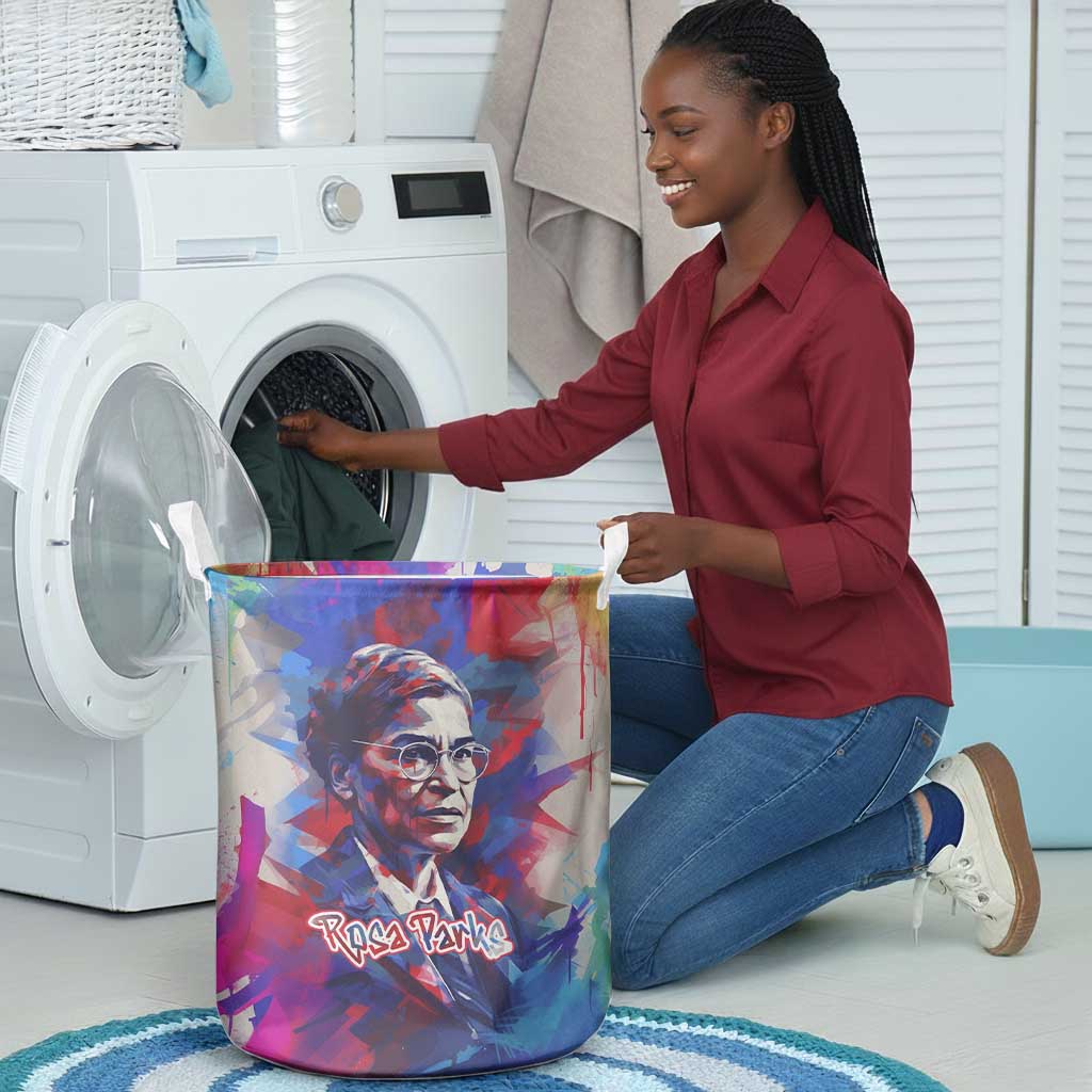 Rosa Parks Laundry Basket Red Blue Abstract Art Portrait Sitting Down to Stand Up Quote Civil Rights Tribute - Wonder Print Shop