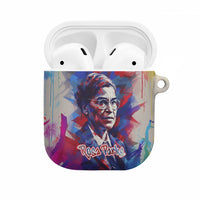 Rosa Parks AirPods Case Red Blue Abstract Art Portrait Sitting Down to Stand Up Quote Civil Rights Tribute - Wonder Print Shop