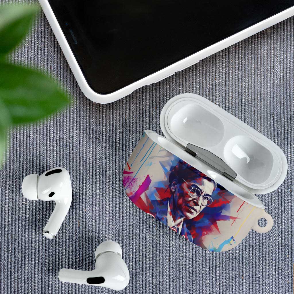 Rosa Parks AirPods Case Red Blue Abstract Art Portrait Sitting Down to Stand Up Quote Civil Rights Tribute - Wonder Print Shop
