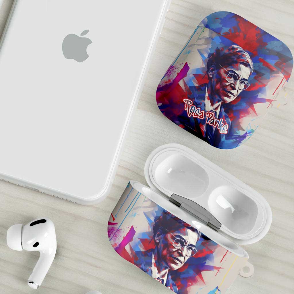 Rosa Parks AirPods Case Red Blue Abstract Art Portrait Sitting Down to Stand Up Quote Civil Rights Tribute - Wonder Print Shop