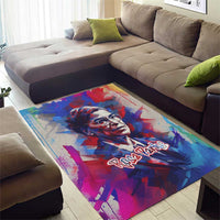 Rosa Parks Area Rug Red Blue Abstract Art Portrait Sitting Down to Stand Up Quote Civil Rights Tribute - Wonder Print Shop