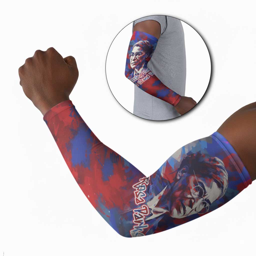 Rosa Parks Arm Sleeves Red Blue Abstract Art Portrait Sitting Down to Stand Up Quote Civil Rights Tribute - Wonder Print Shop