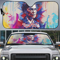 Rosa Parks Auto Sun Shade Red Blue Abstract Art Portrait Sitting Down to Stand Up Quote Civil Rights Tribute - Wonder Print Shop