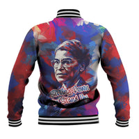 Rosa Parks Baseball Jacket Red Blue Abstract Art Portrait Sitting Down to Stand Up Quote Civil Rights Tribute - Wonder Print Shop