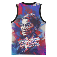 Rosa Parks Basketball Jersey Red Blue Abstract Art Portrait Sitting Down to Stand Up Quote Civil Rights Tribute - Wonder Print Shop